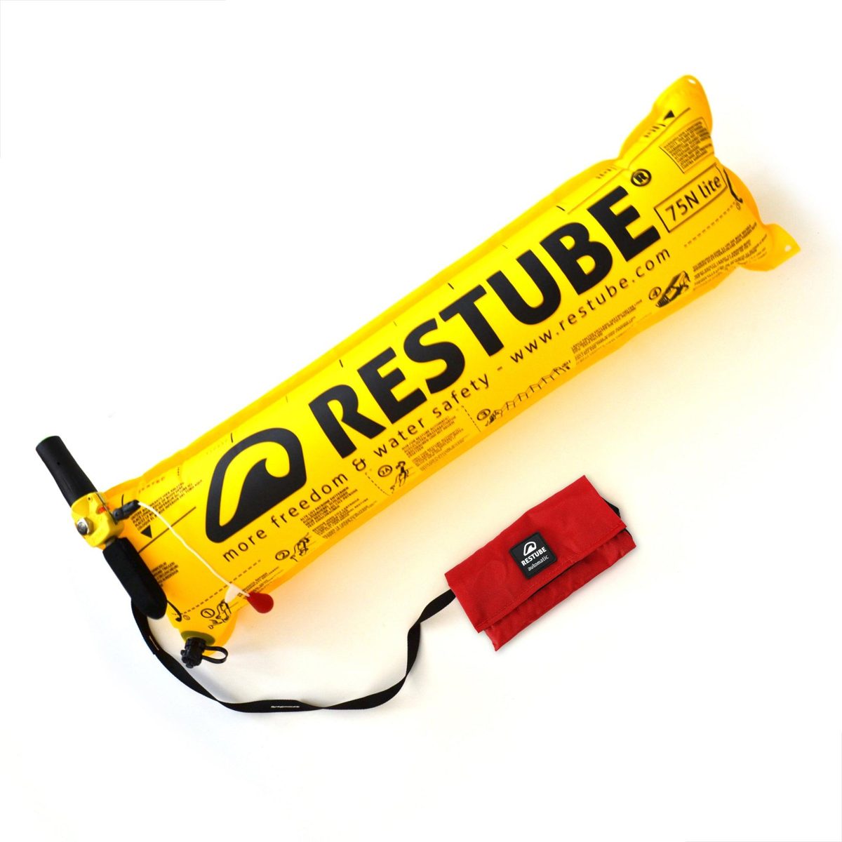 Restube Automatic inflated rescue buoy with red pouch