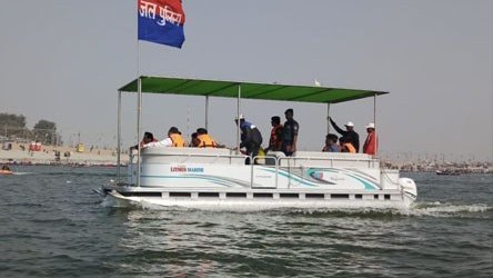 Litmus Marine pontoon boat at Kumbh Mela